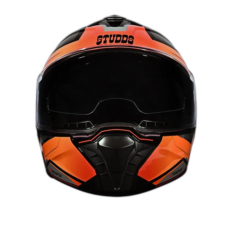 STUDDS Trooper D2 Black N10 Orange Flip Up Helmet