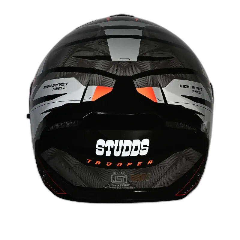 STUDDS Trooper D2 Black N10 Orange Flip Up Helmet