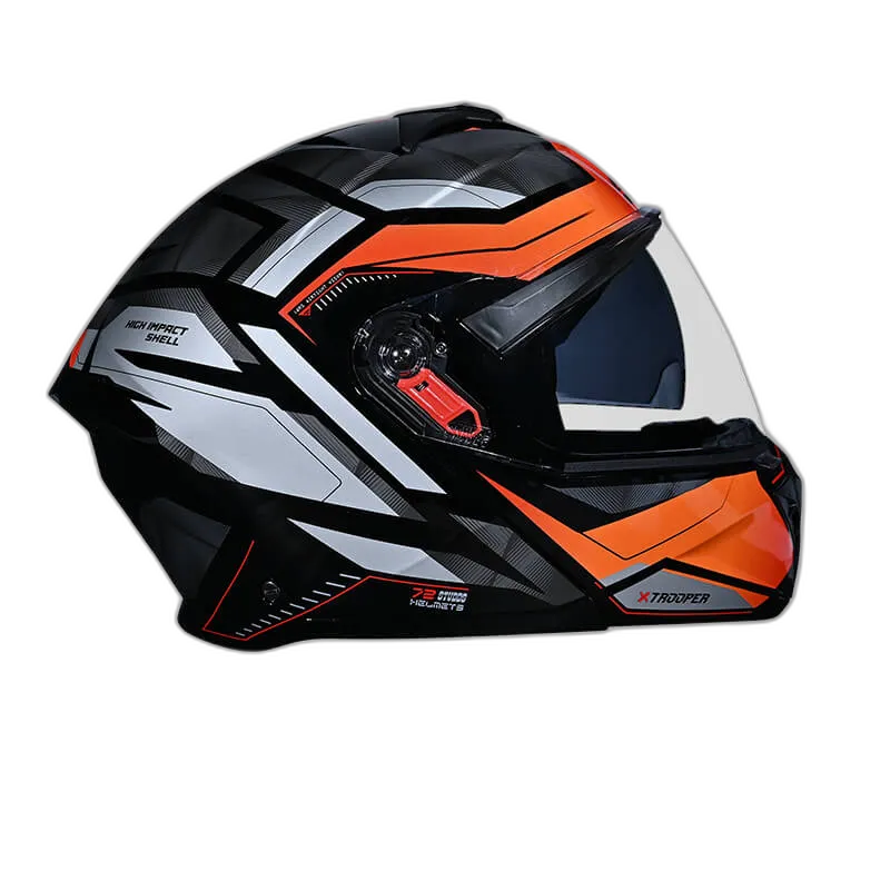 STUDDS Trooper D2 Black N10 Orange Flip Up Helmet