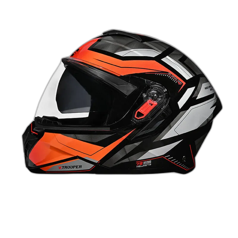 STUDDS Trooper D2 Black N10 Orange Flip Up Helmet