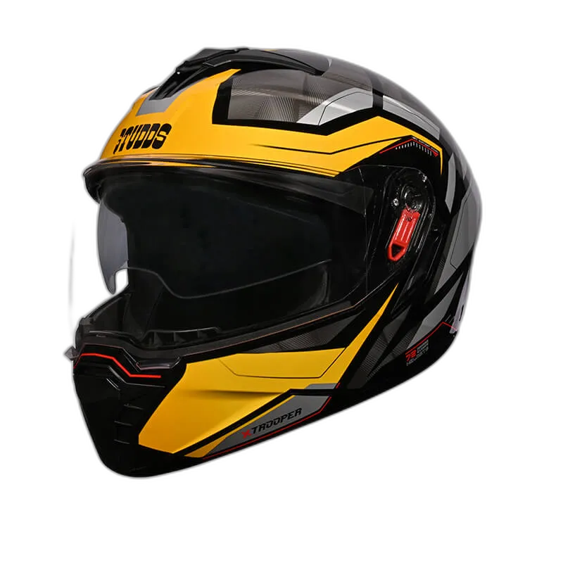 STUDDS Trooper D2 Black N5 Yellow Flip Up Helmet