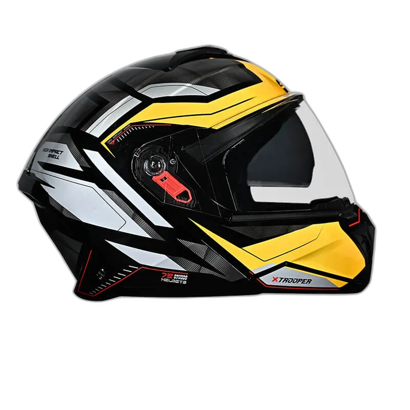 STUDDS Trooper D2 Black N5 Yellow Flip Up Helmet