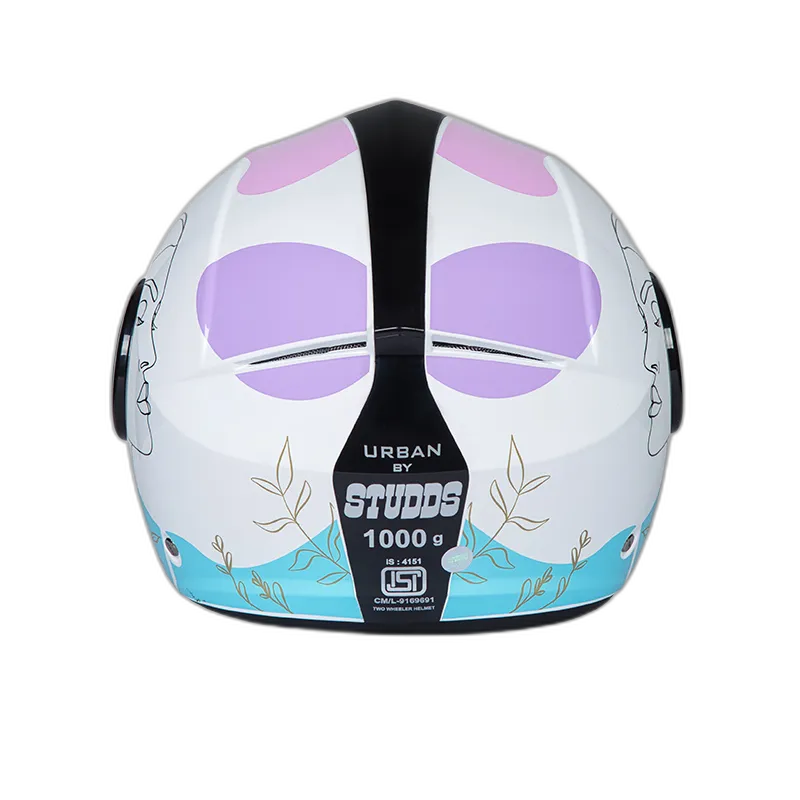 STUDDS Urban Super D3 White Blue Half Face Helmet