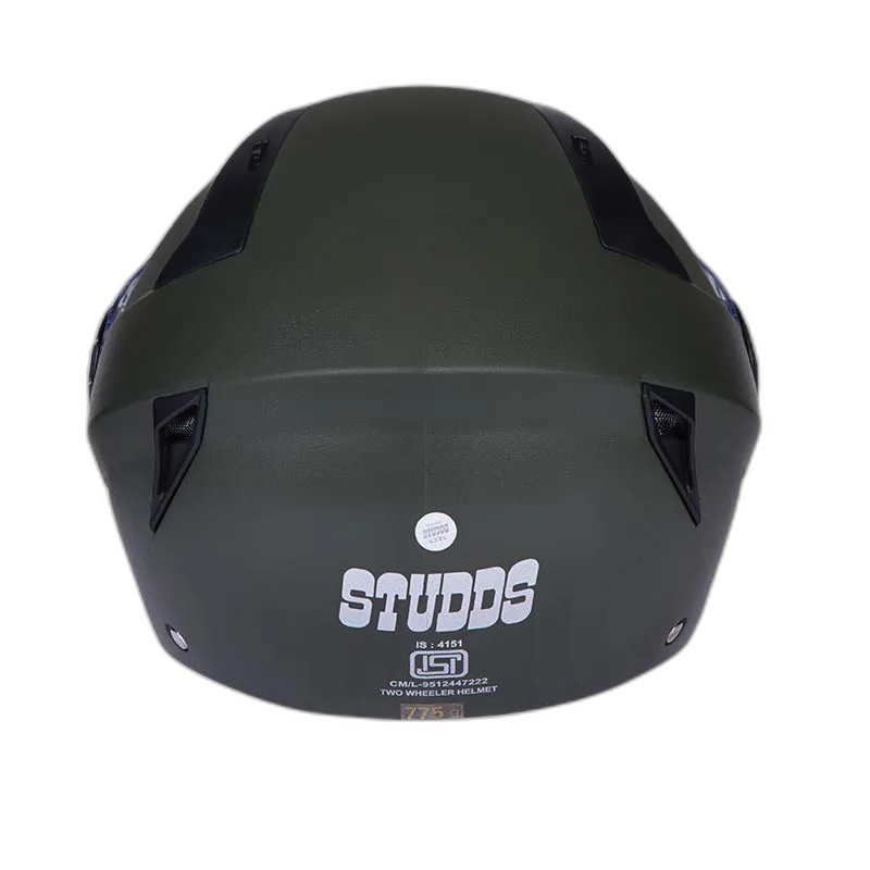 STUDDS Vogue Military Green Half Face Helmet