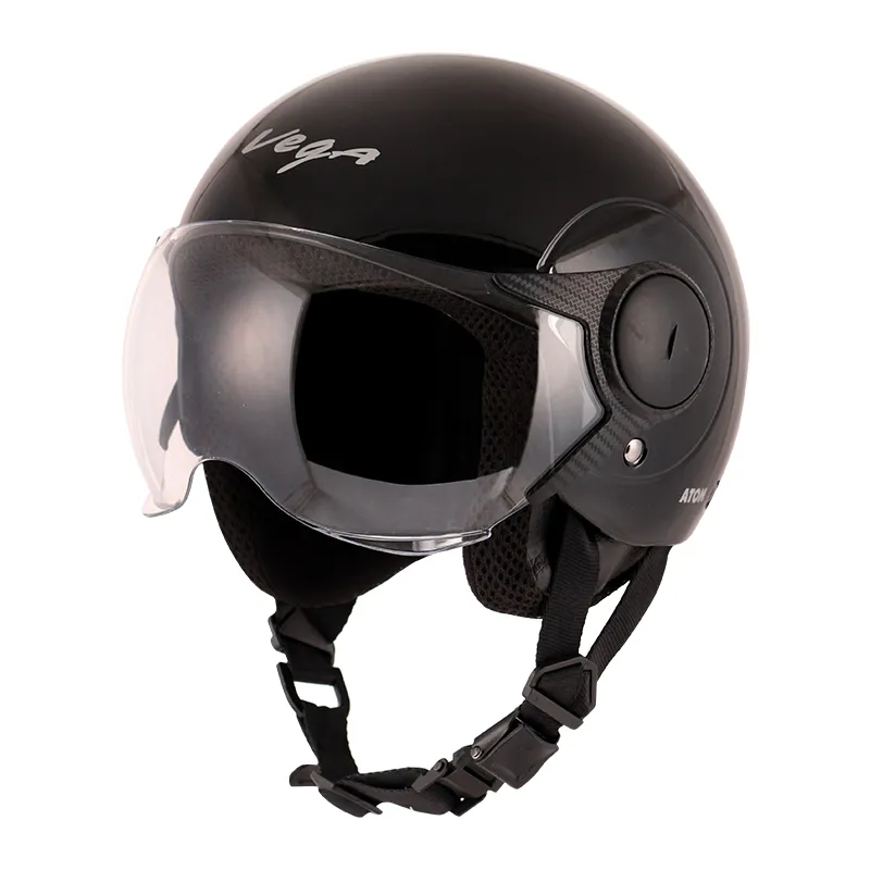 VEGA Atom Black Half Face Helmet