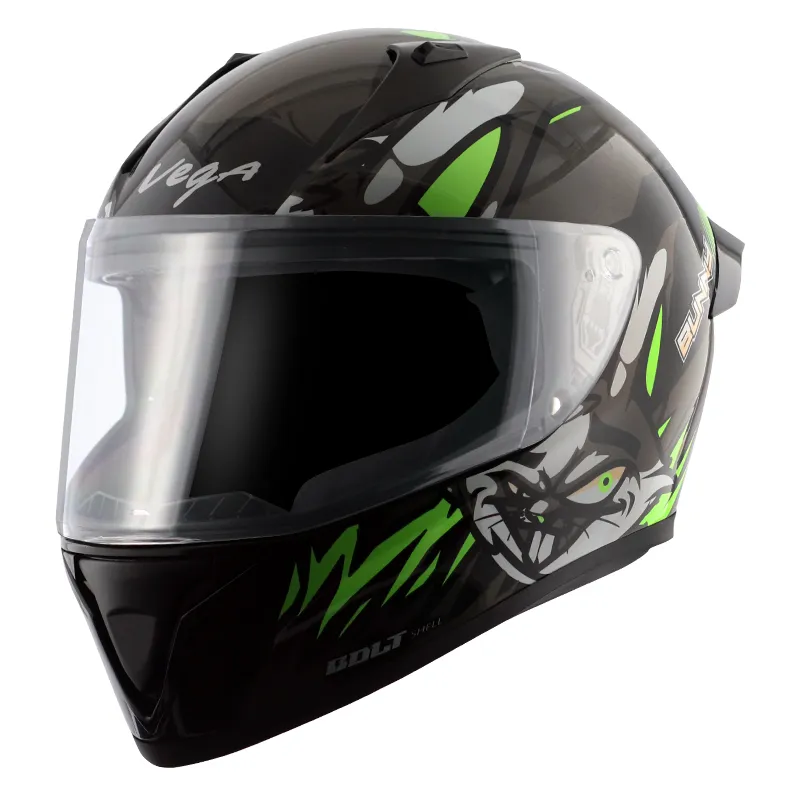 VEGA Bolt Bunny Black Green Full Face Helmet