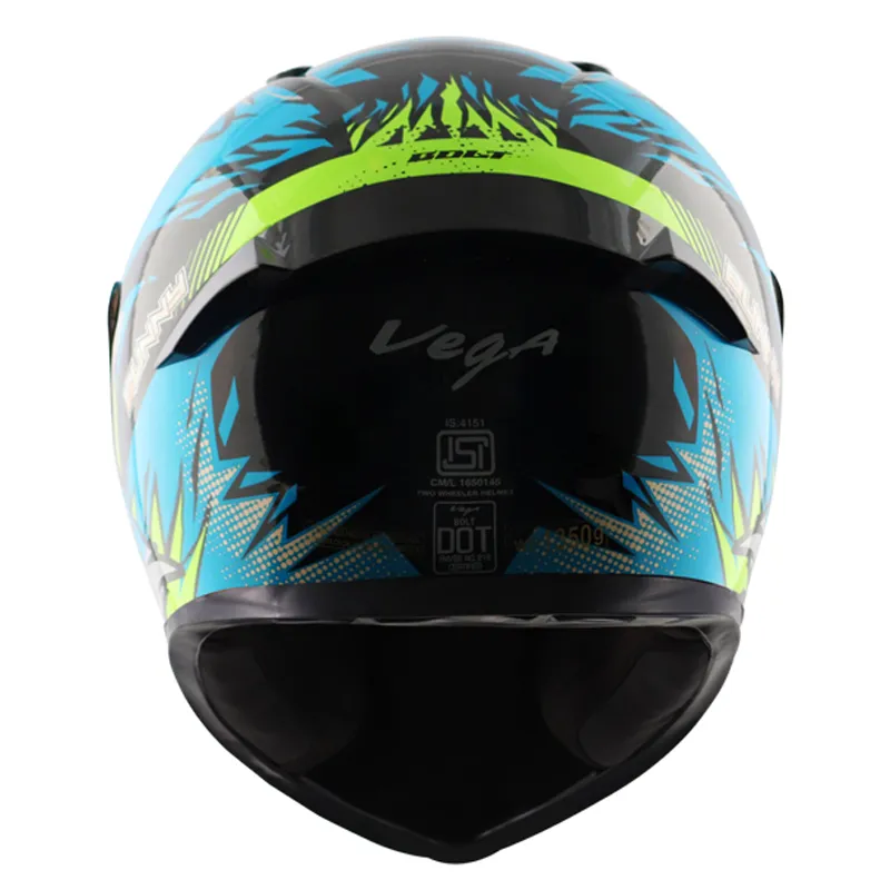 VEGA Bolt Bunny Black Neon Blue Full Face Helmet