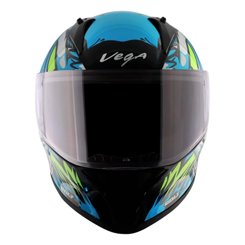 VEGA Bolt Bunny Black Neon Blue Full Face Helmet