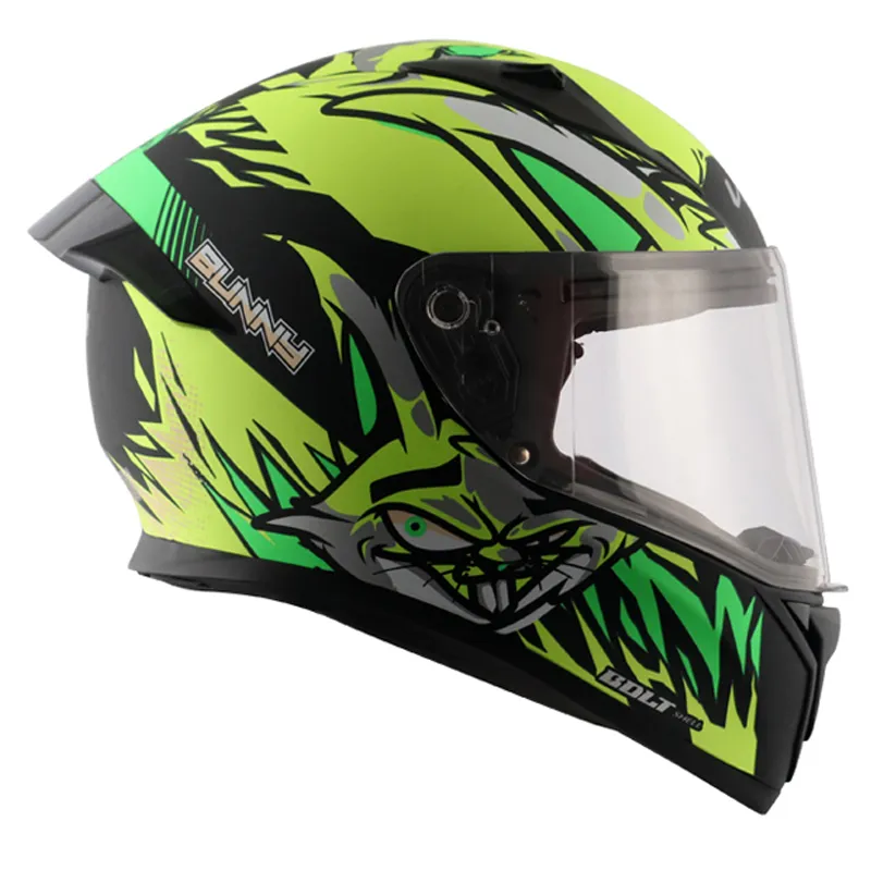 VEGA Bolt Bunny Dull Black Neon Yellow Full Face Helmet