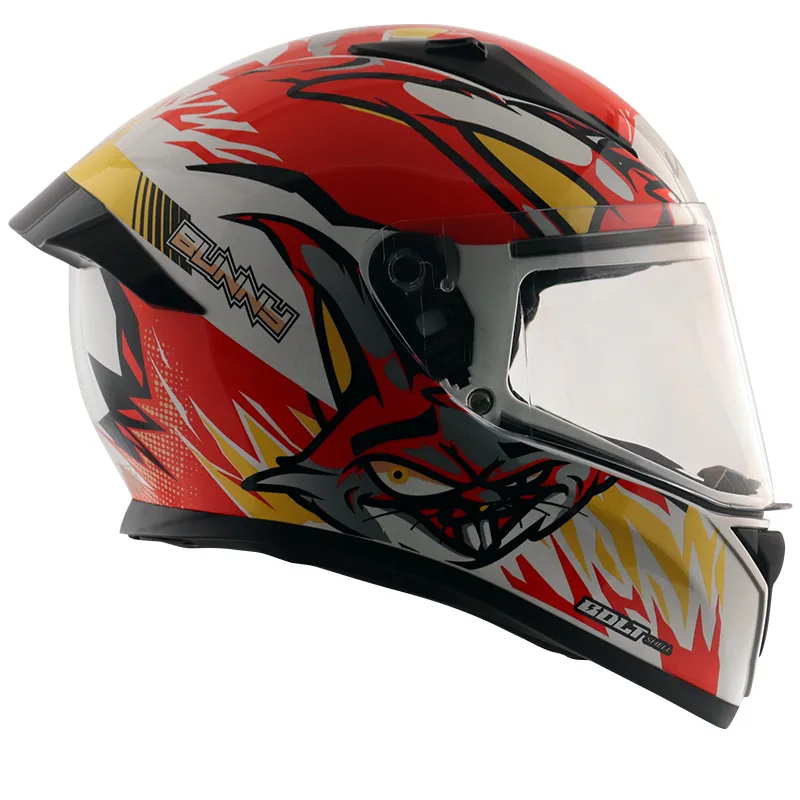 VEGA Bolt Bunny White Orange Full Face Helmet