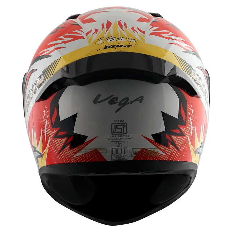 VEGA Bolt Bunny White Orange Full Face Helmet