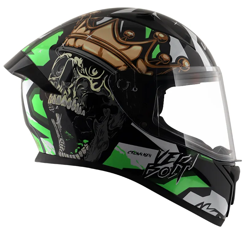 VEGA Bolt Crown Men Black Neon Green Full Face Helmet