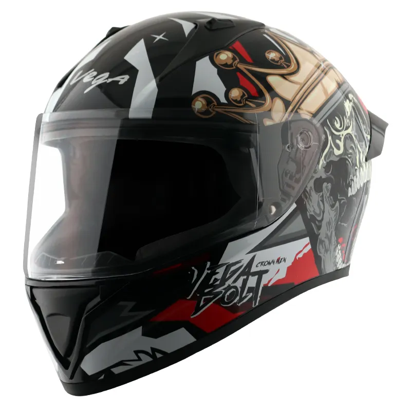 VEGA Bolt Crown Men Black Red Full Face Helmet