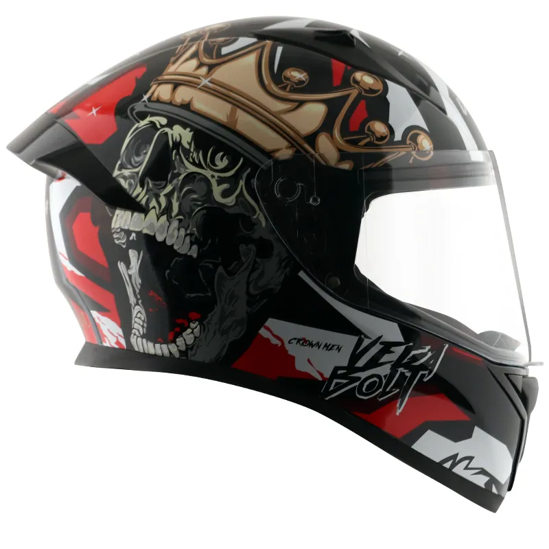 VEGA Bolt Crown Men Black Red Full Face Helmet
