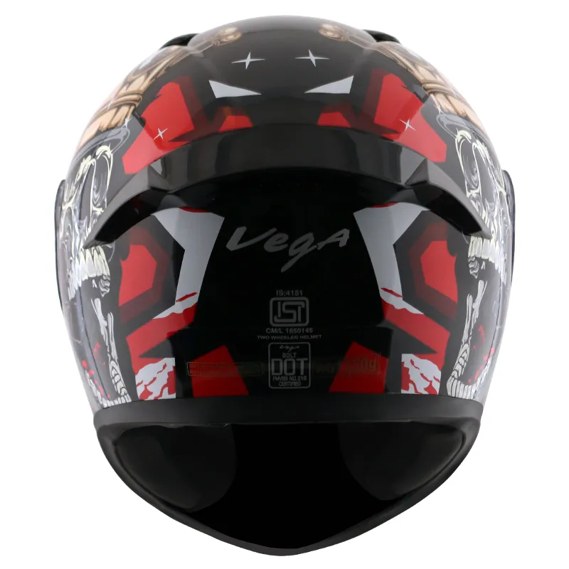 VEGA Bolt Crown Men Black Red Full Face Helmet