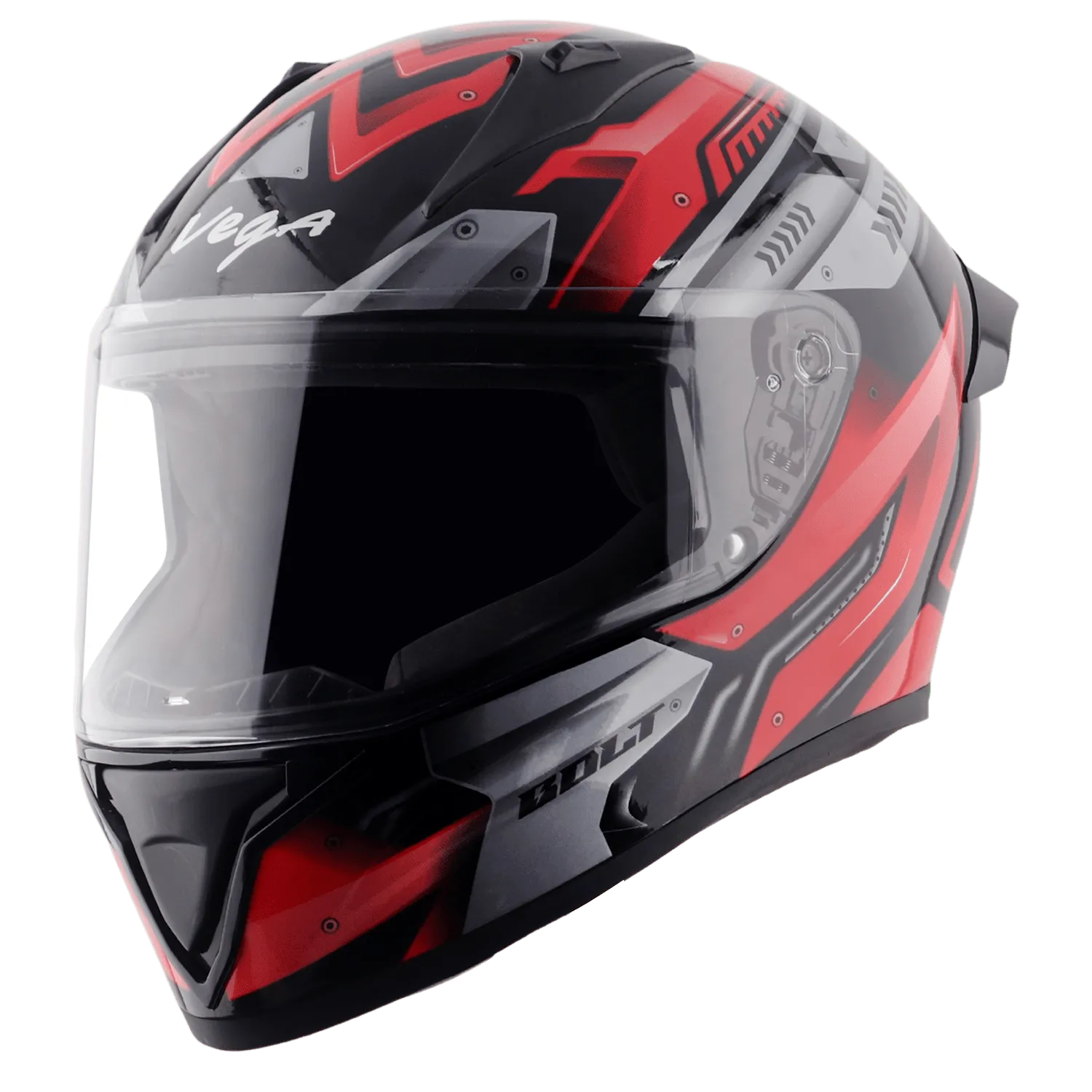 VEGA Bolt Dx Martial Black Red Full Face Helmet