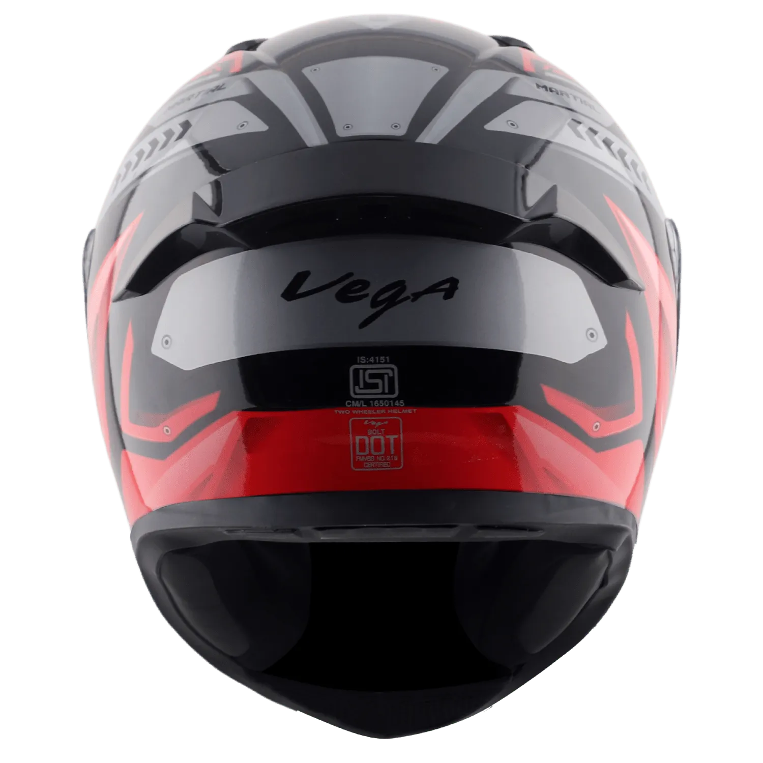 VEGA Bolt Dx Martial Black Red Full Face Helmet