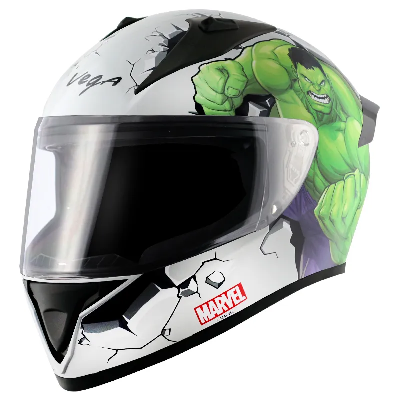 VEGA Bolt Dx Marvel Hulk White Green Full Face Helmet
