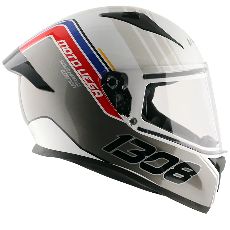 VEGA Bolt Dx Southpaw White Grey Full Face Helmet