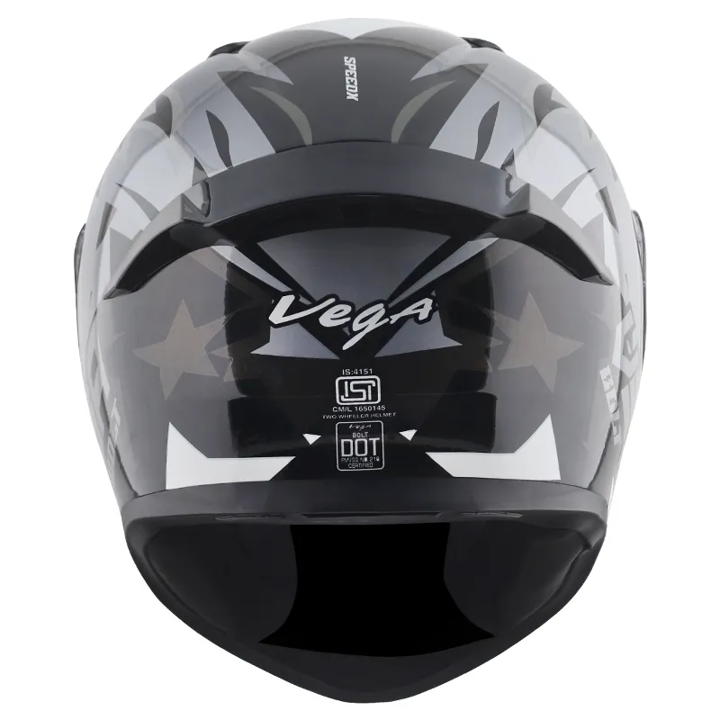 VEGA Bolt Dx Speedx Black Grey Full Face Helmet