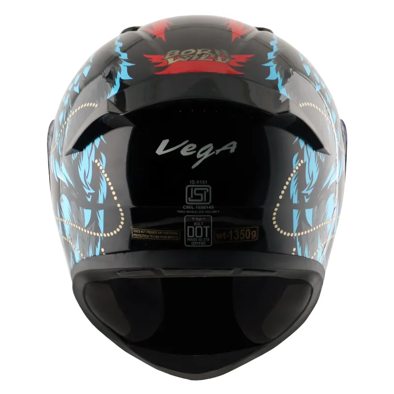 VEGA Bolt Dx Wild Black M Blue Full Face Helmet