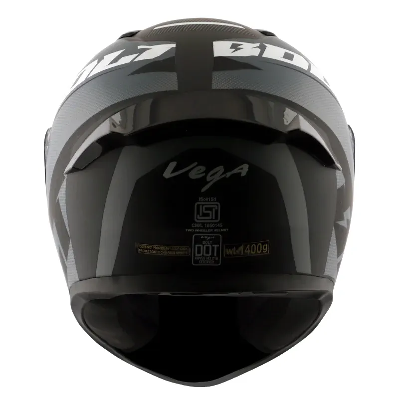 VEGA Bolt Macho Black Grey Full Face Helmet