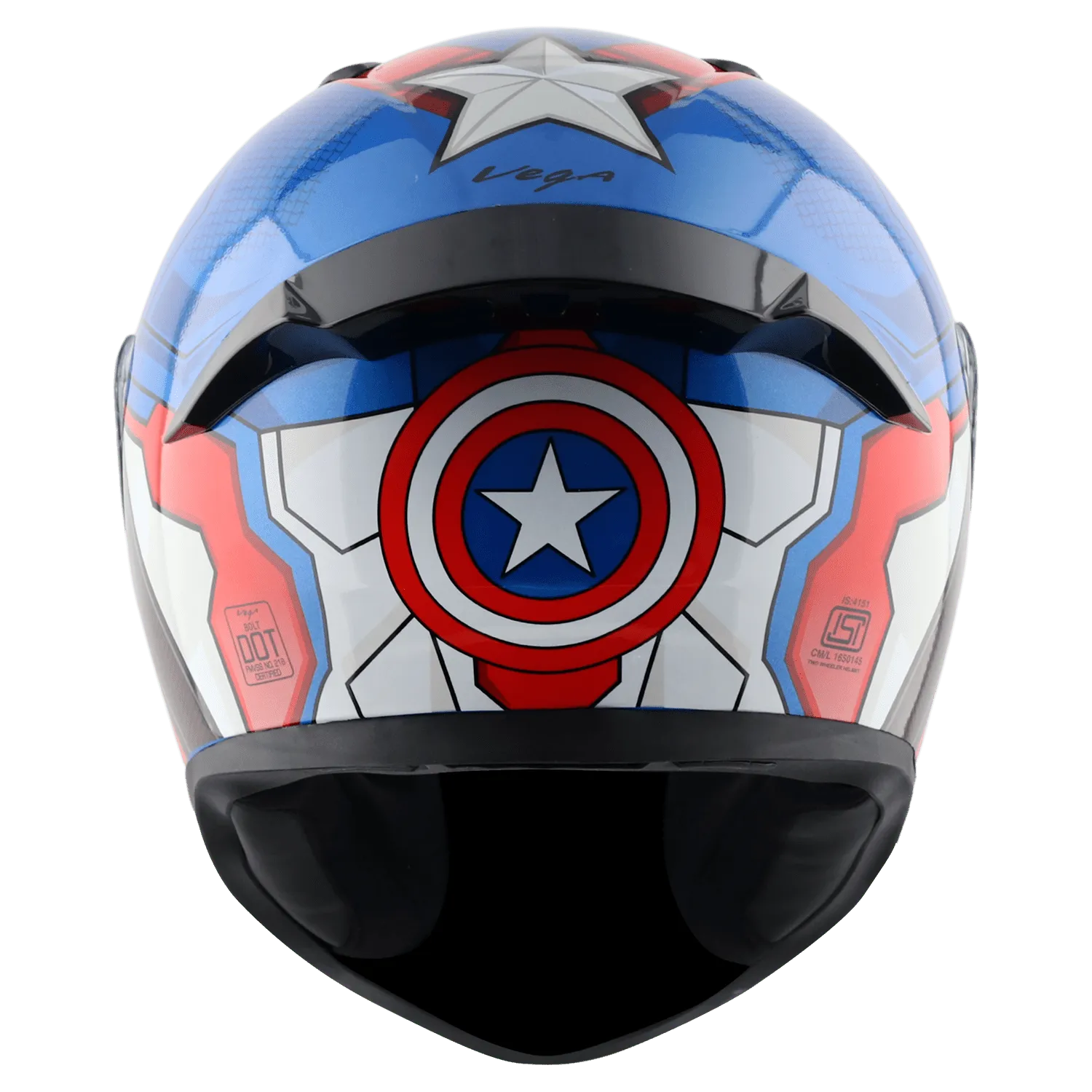 VEGA Bolt Marvel Captain America Dull Blue Red White Full Face Helmet