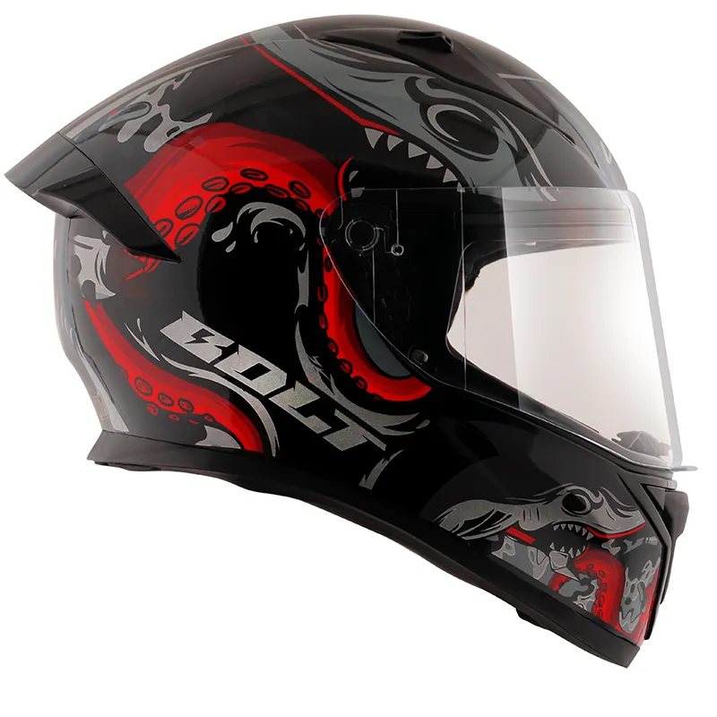 VEGA Bolt Octopus Black Red Full Face Helmet