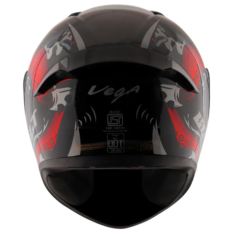 VEGA Bolt Octopus Black Red Full Face Helmet