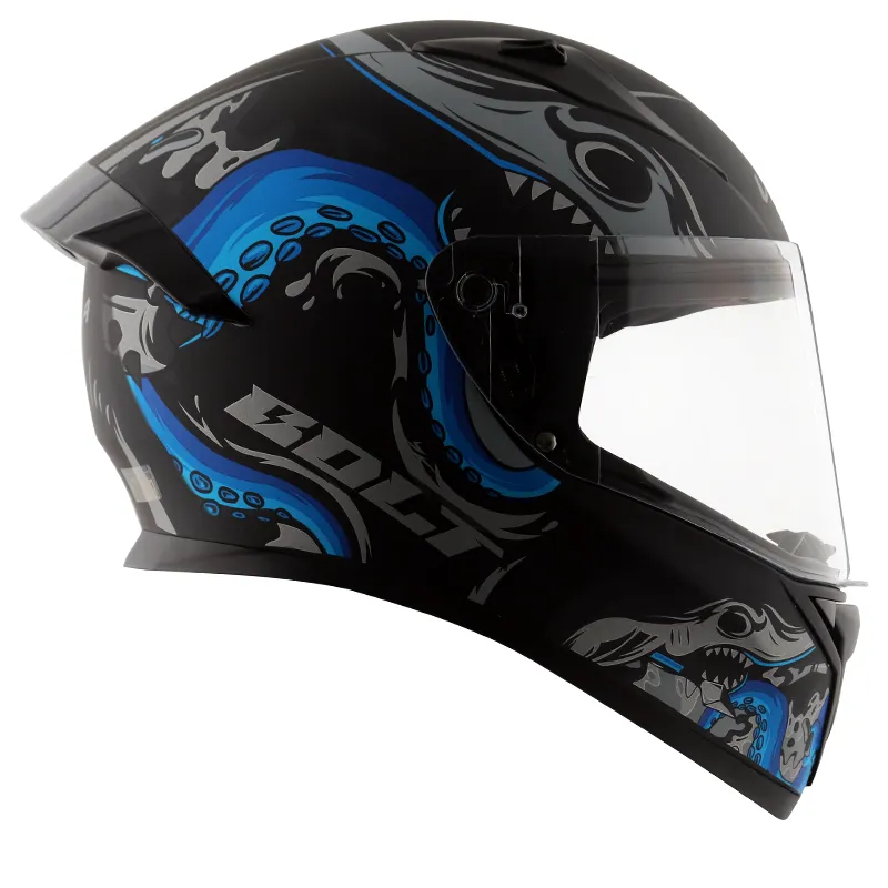 VEGA Bolt Octopus Dull Black Blue Full Face Helmet