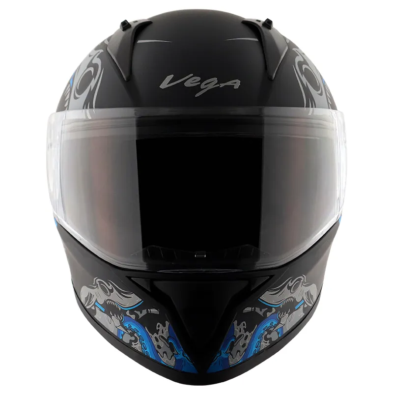 VEGA Bolt Octopus Dull Black Blue Full Face Helmet