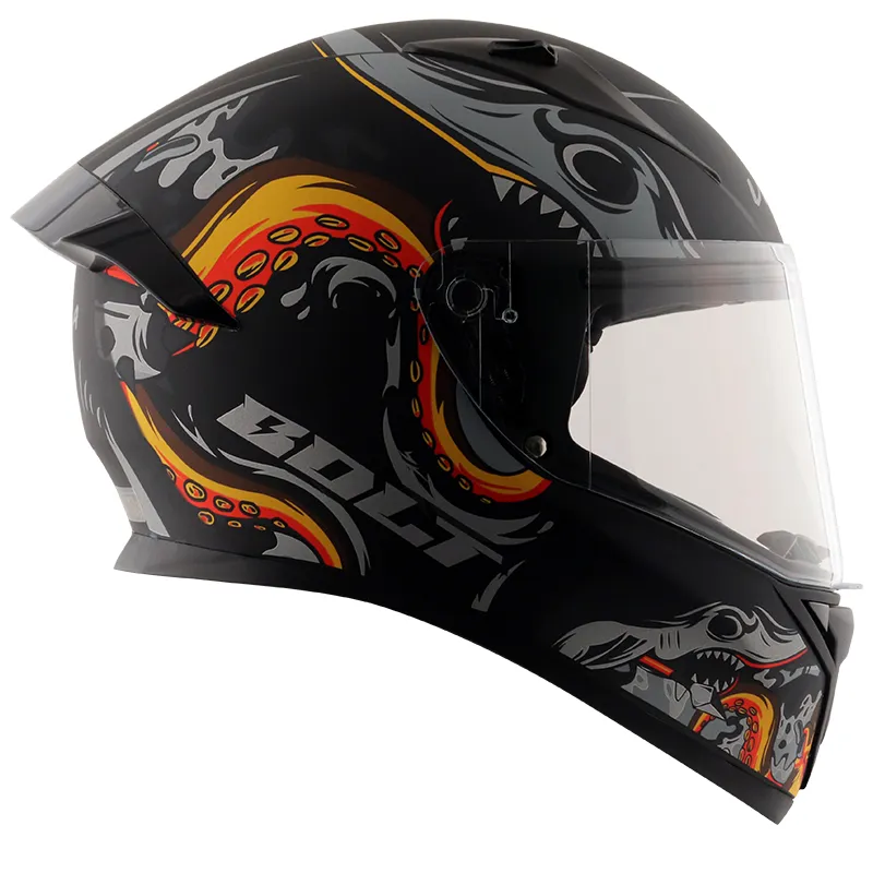 VEGA Bolt Octopus Dull Black Orange Full Face Helmet