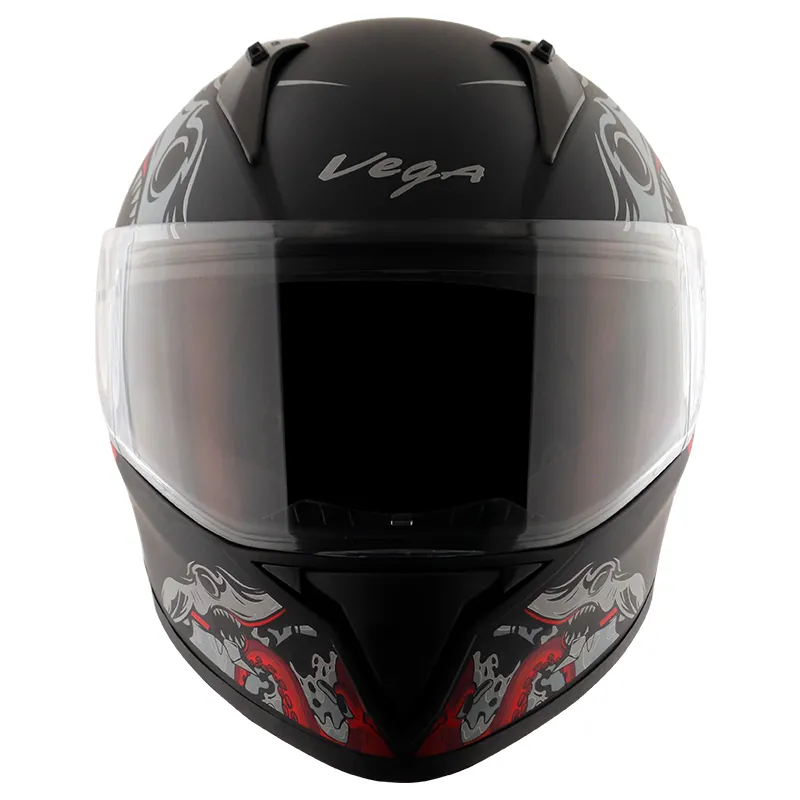 VEGA Bolt Octopus Dull Black Red Full Face Helmet