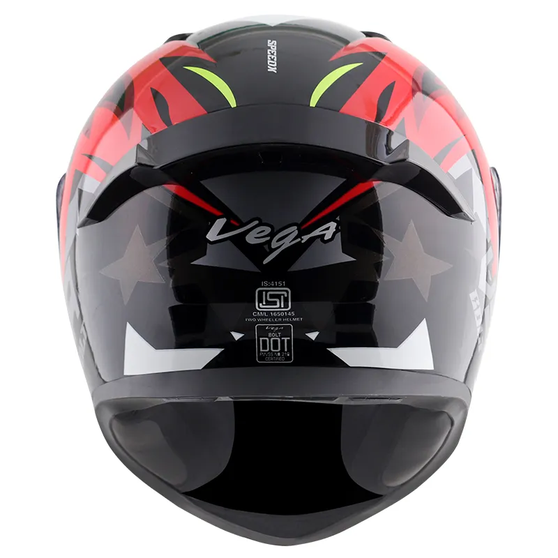 VEGA Bolt Speed Dx Black Red Full Face Helmet