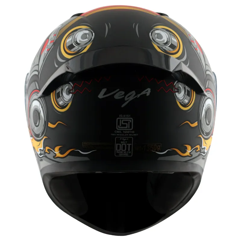VEGA Bolt Superhero Dull Black Red Full Face Helmet