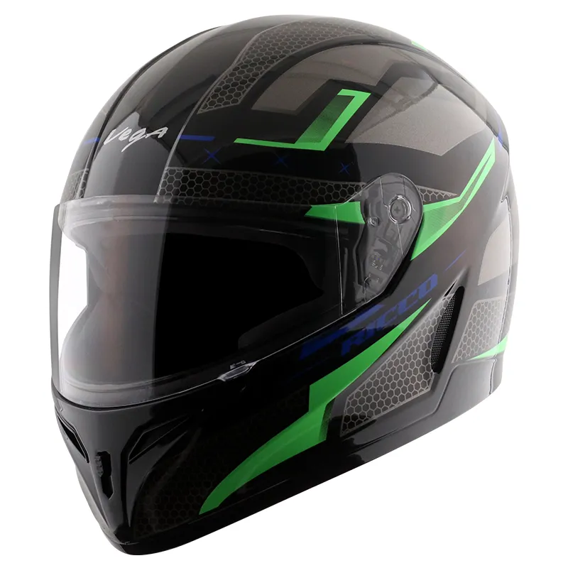 VEGA Breeze Dx Ricco Black Neon Green Full Face Helmet