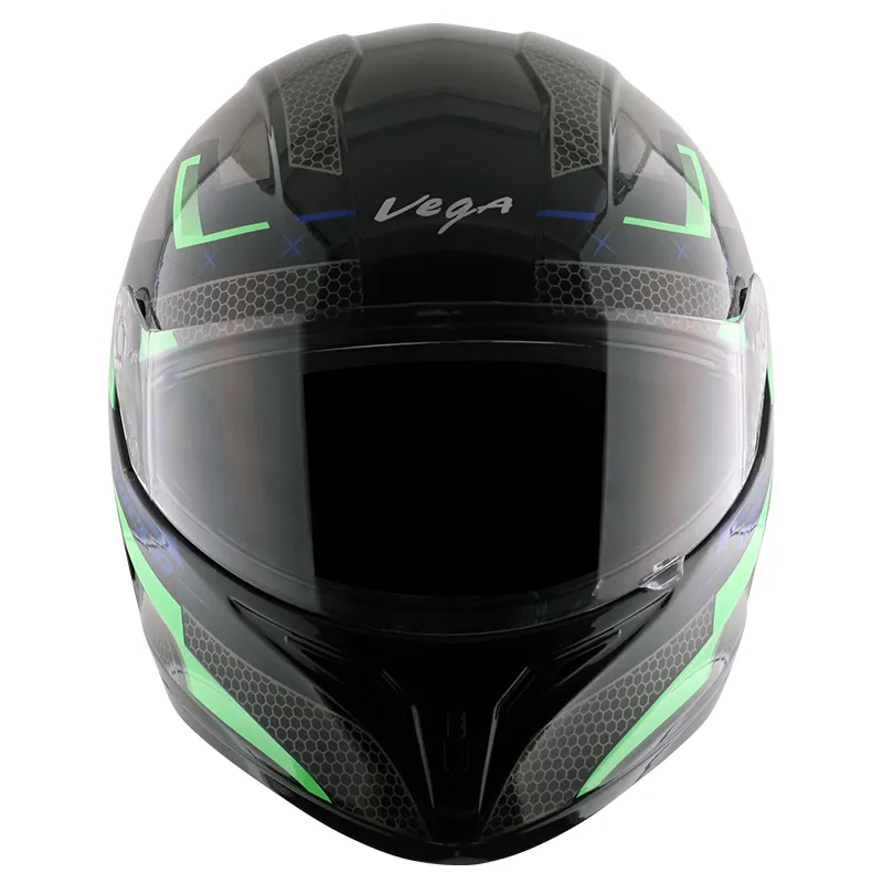 VEGA Breeze Dx Ricco Black Neon Green Full Face Helmet