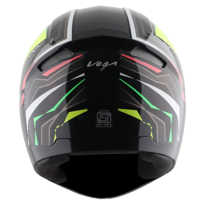 VEGA Breeze Dx Scooby Black Neon Yellow Full Face Helmet