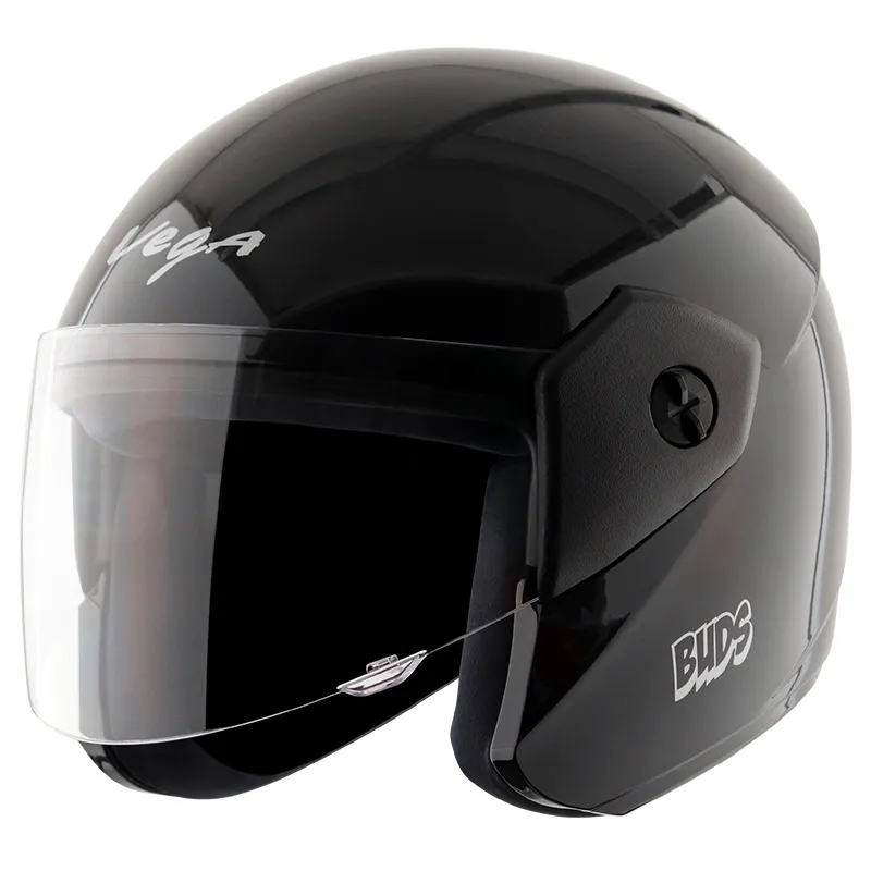 VEGA Buds Dx Without Peak Black Half Face Helmet