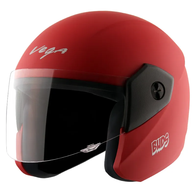 VEGA Buds Dx Without Peak Dull Red Half Face Helmet
