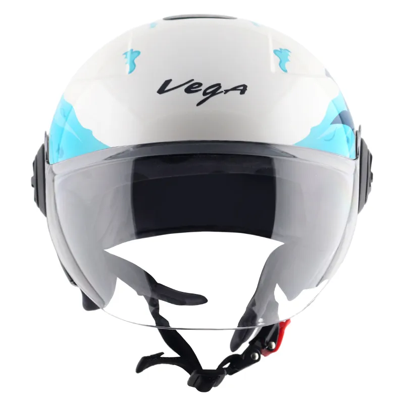 VEGA Chap Dx Shark White Blue Half Face Helmet