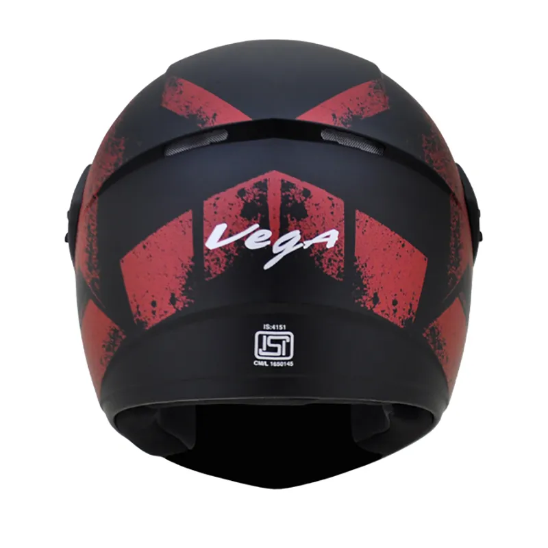 VEGA Cliff Adventure Dull Black Red Full Face Helmet