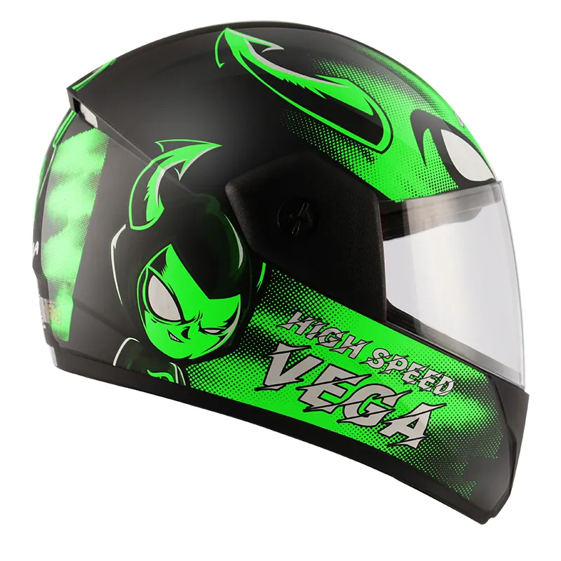 VEGA Cliff Devil Black Neon Green Full Face Helmet