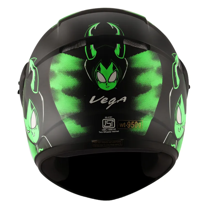 VEGA Cliff Devil Black Neon Green Full Face Helmet