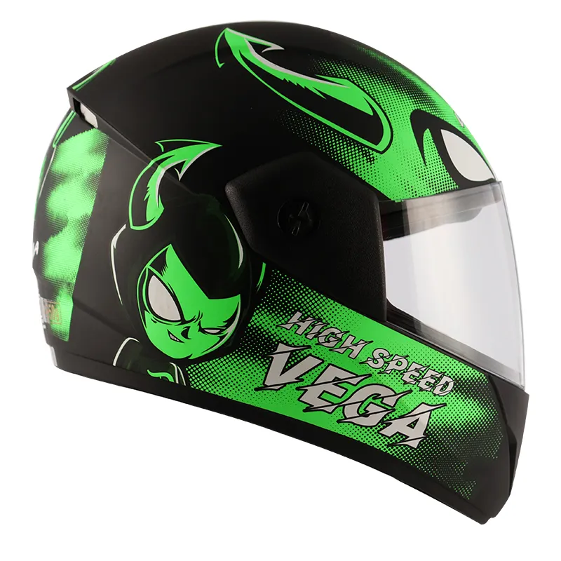 VEGA Cliff Devil Dull Black Neon Green Full Face Helmet