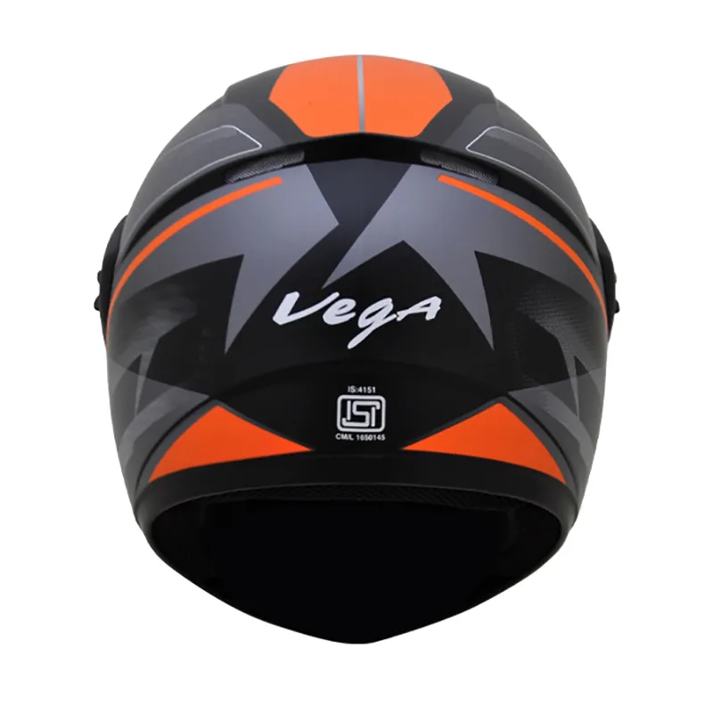 VEGA Cliff Pioneer Dull Black Orange Full Face Helmet