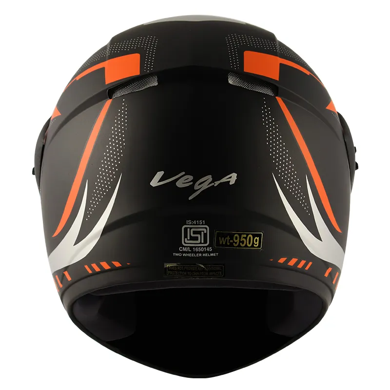 VEGA Cliff Styler Dull Black Orange Full Face Helmet
