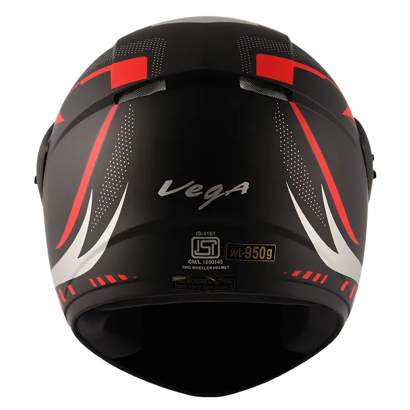 VEGA Cliff Styler Dull Black Red Full Face Helmet