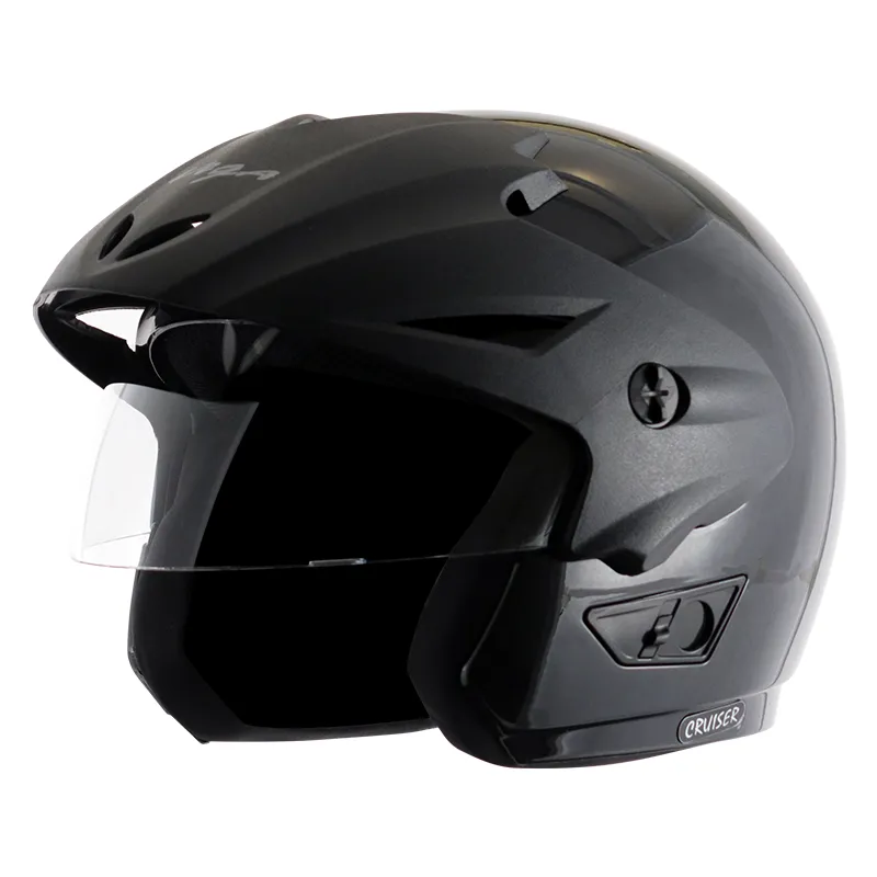 VEGA Cruiser Black Half Face Helmet