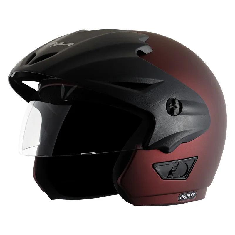 VEGA Cruiser Dull Burgundy Half Face Helmet
